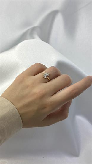 Baget Kesim Zirkon Taşlı Altın Yüzük