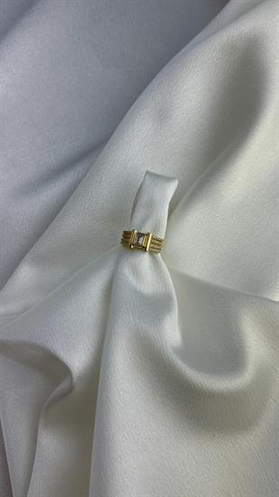 Baget Kesim Zirkon Taşlı Altın Yüzük