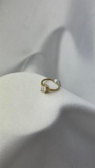 Baget Kesim Zirkon Taşlı Altın Yüzük