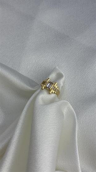 Baget Taşlı Tasarım Altın Yüzük