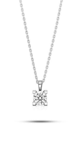 Beyaz Altın Tektaş Kolye 