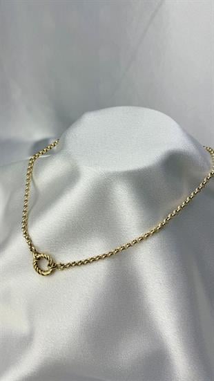 Burgu Halka Figürlü Altın Zincir Kolye