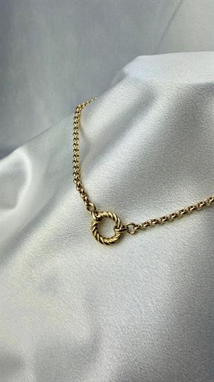 Burgu Halka Figürlü Altın Zincir Kolye