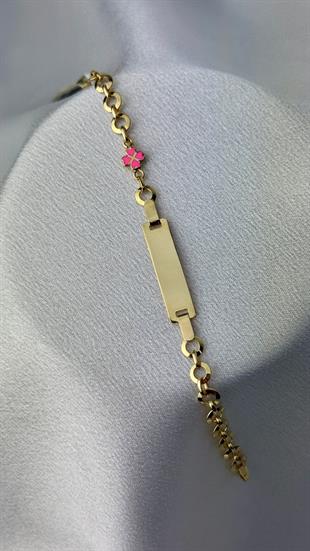 Çiçek Figürlü Altın Çocuk Bilekliği