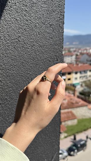 Çiçek Figürlü Zirkon Taşlı Altın Yüzük