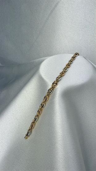 Çift Renk Elips Altın Bileklik