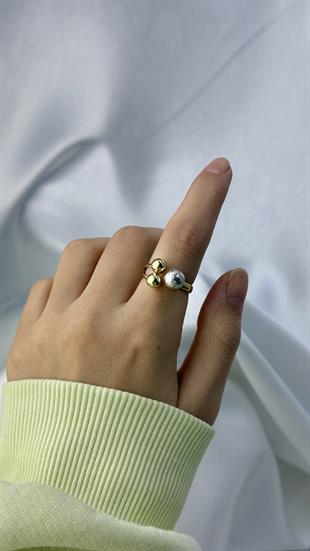 Çift Renk Toplu Altın Yüzük