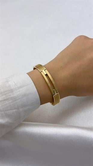 Çift Sıralı Altın Kelepçe Bilezik