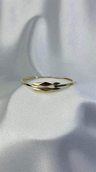 Çift Sıralı Geometrik Altın Kelepçe Bilezik