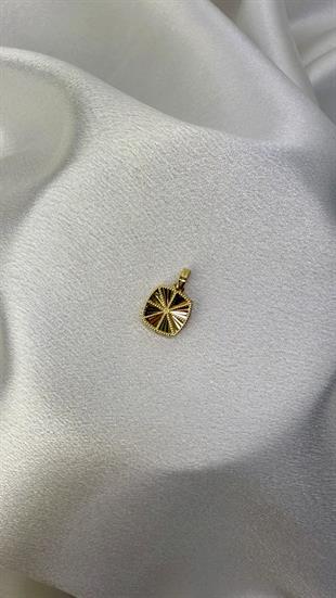 Çift Taraflı Desenli Altın Kolye Ucu