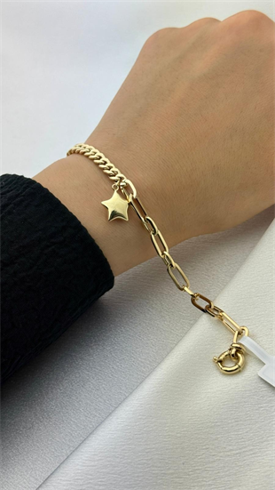 Çift Tasarımlı Yıldız Sallantılı Bileklik