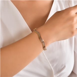 Üç Renkli Dalgalı Kelepçe Bilezik