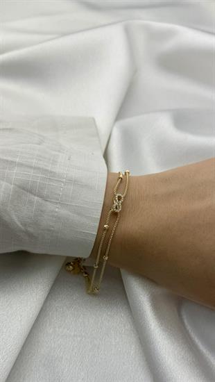 Dorika Toplu Sonsuzluk Figürlü Altın Bileklik