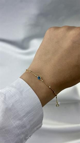 Dorika Toplu Ve Nazar Figürlü Altın Bileklik