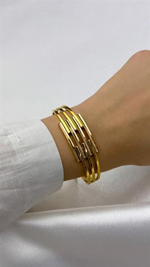 Dört Sıralı Altın Ajda Model Kelepçe Bilezik