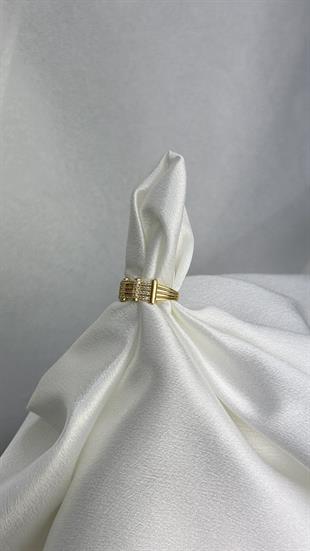 Dört Sıralı Zirkon Taşlı Altın Yüzük