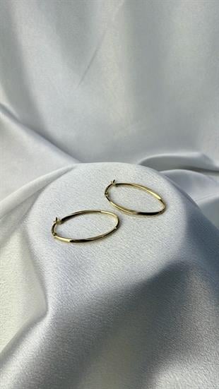 Elips Kıvrımlı Altın Küpe