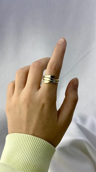 Geometrik Desenli Çivi Model Altın Yüzük