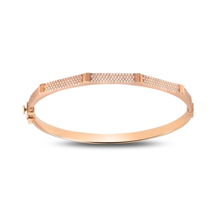 Taşlı Rose Renk Kelepçe Bilezik