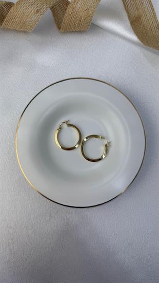 Gösterişli Kalın Halka Altın Küpe