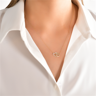 İç İçe Geçen Kalp Kolye