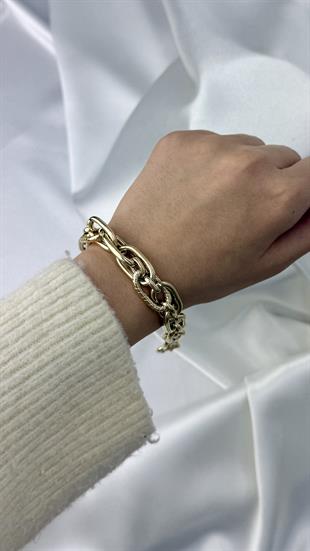 İşlemeli Altın Ataç Bileklik