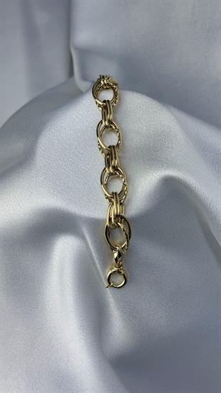 İşlemeli Elips Halka Altın Bileklik