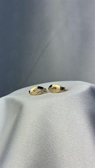 J Model Taşlı Altın Küpe