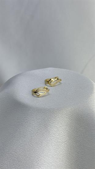 J Model Taşlı Altın Küpe