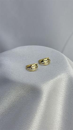 J Model Taşlı Altın Küpe