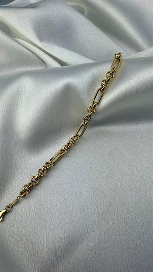 Kalın Ataç Ve Halka Model Altın Bileklik