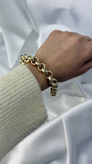 Kalın Bombeli Altın Halka Bileklik