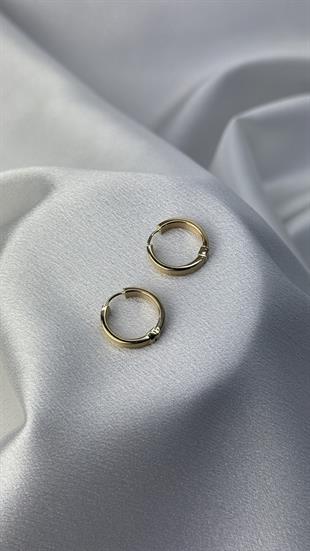 Kalın Çizgili Altın Halka Küpe