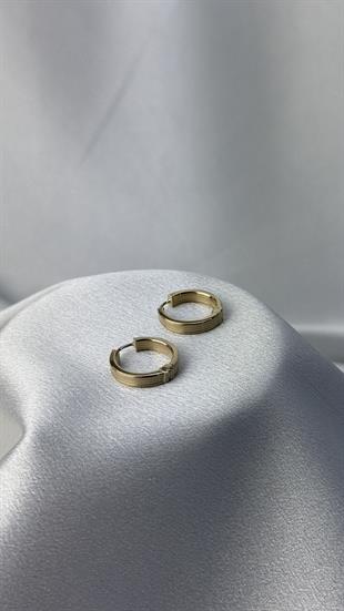 Kalın Çizgili Altın Halka Küpe