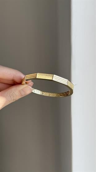 Kalın Çizgili Altın Kelepçe Bilezik