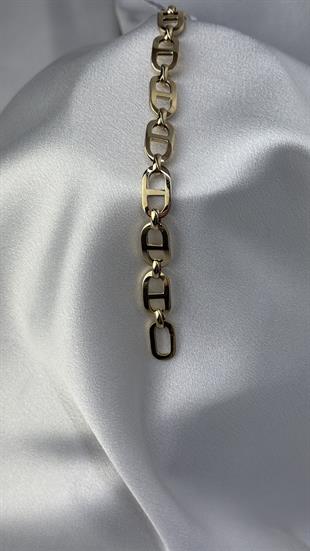 Kalın Gösterişli Düğme Model Altın Bileklik