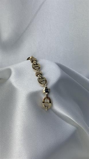 Kalın Gösterişli Düğme Model Altın Bileklik