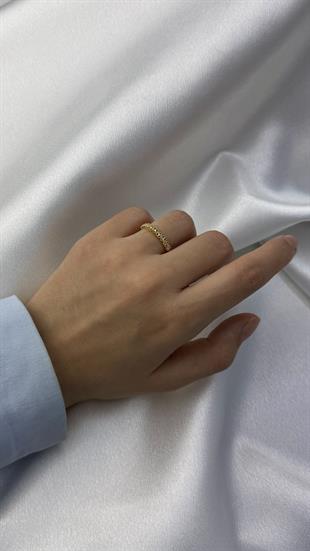 Kalp Figürlü Zirkon Taşlı Altın Çıtır Yüzük