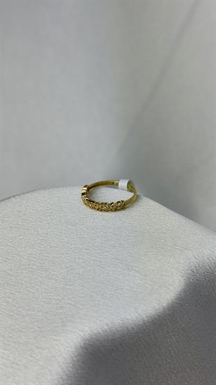 Kalp Figürlü Zirkon Taşlı Altın Çıtır Yüzük