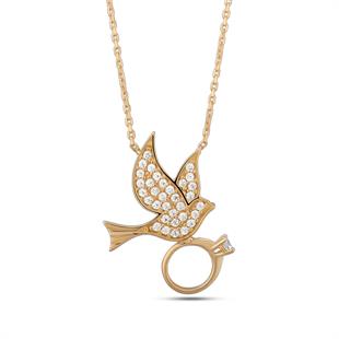 Kuş ve Tektaş Figürlü Kolye