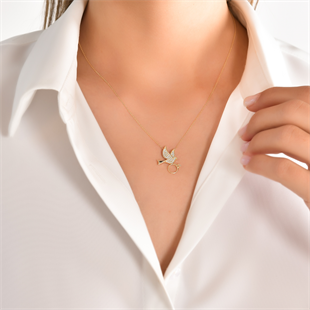 Kuş ve Tektaş Figürlü Kolye