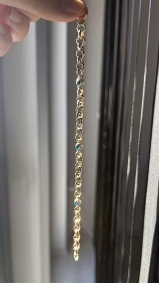 Nazar Boncuk Figürlü Geometrik Altın Bileklik