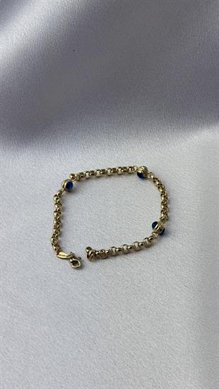 Nazar Boncuklu Altın Halka Bileklik