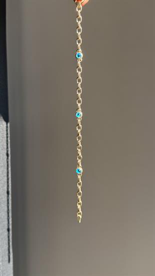 Nazar Boncuklu Elips Halka Altın Bileklik