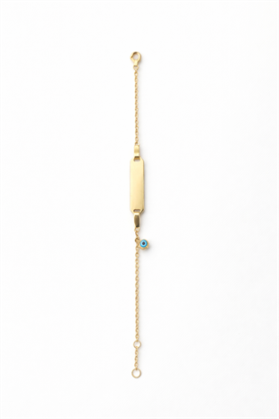 Sallantılı Nazar Boncuklu Plakalı Unisex Çocuk Bilekliği