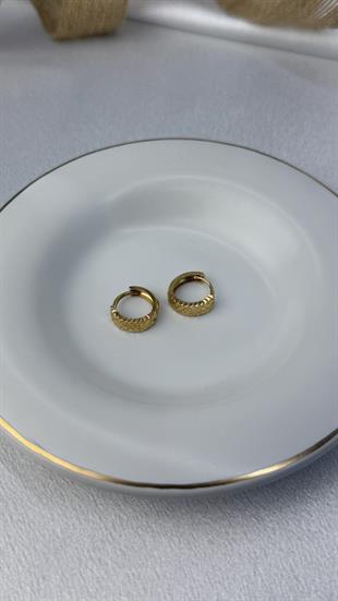 Sarı Renk Kalemli Halka Küpe