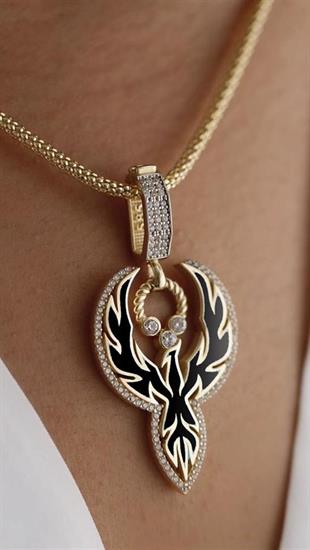 Siyah Mineli Anka Kuşu Charm