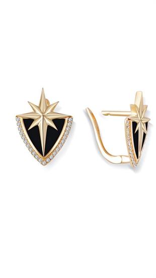 Siyah Mineli Kuzey Yıldızı Altın Küpe