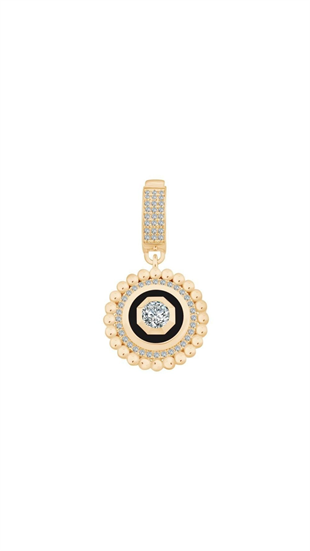Siyah Mineli Madalyon Charm