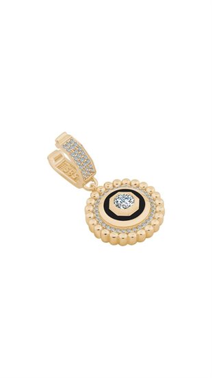 Siyah Mineli Madalyon Charm